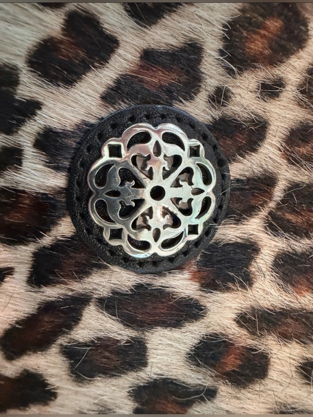 Brighton Ferrara collab leopard print calf hair dome crossbody bag - Picture 6 of 10